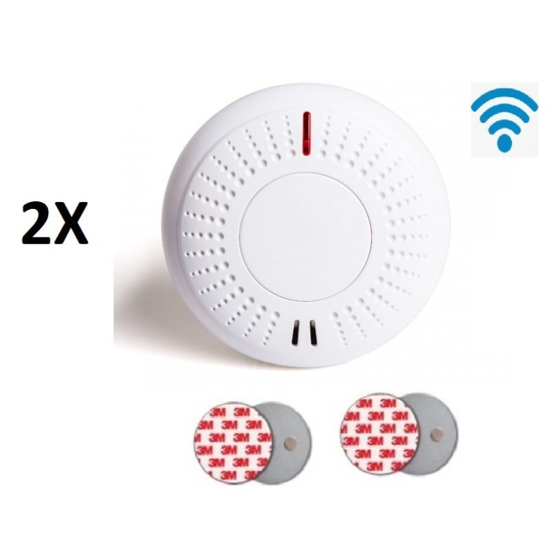 2x Hlásič požáru a kouře Secutek VIP-909R - RF + 2x Samolepící magnetický držák pro hlásiče