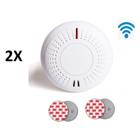 2x Hlásič požáru a kouře Secutek VIP-909R - RF + 2x Samolepící magnetický držák pro hlásiče