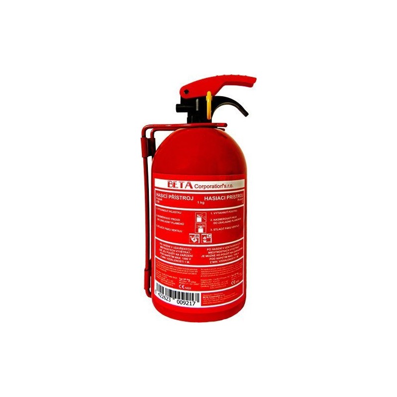 Práškový hasicí přístroj Beta GP-1KG 1 kg, vhodný do auta- BEZ REVIZE