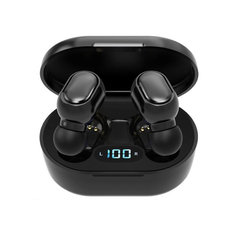 Bezdrátová sluchátka E6S s bluetooth 5.0 a dobíjecím pouzdrem - černá