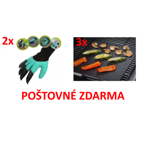 SADA 3x teflonová grilovací podložka + 2x rukavice s drápy + POŠTOVNÉ ZDARMA