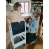 Dětská učící věž 3v1 s kreslící tabulí rozložitelná na stoleček se židličkou (přírodní)